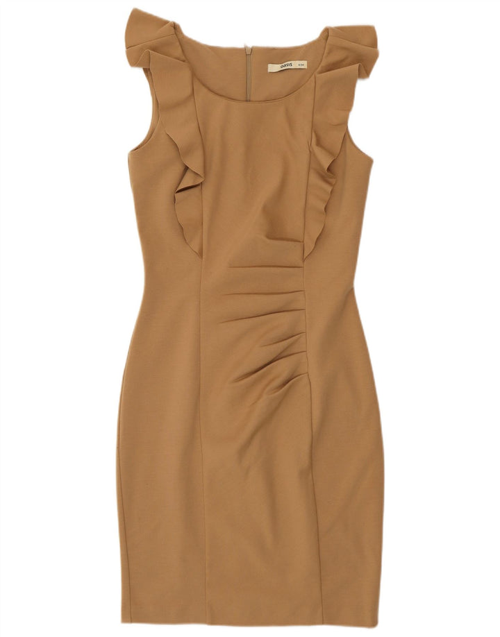 Abito aderente senza maniche da donna Oasis UK 8 piccolo poliestere marrone