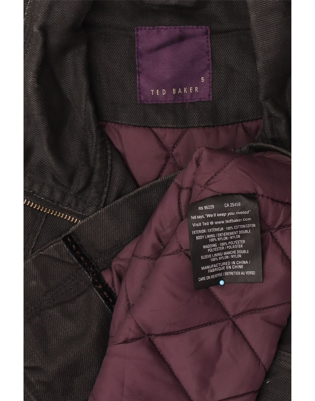 Giacca da uomo Ted Baker taglia 5 XL in cotone nero