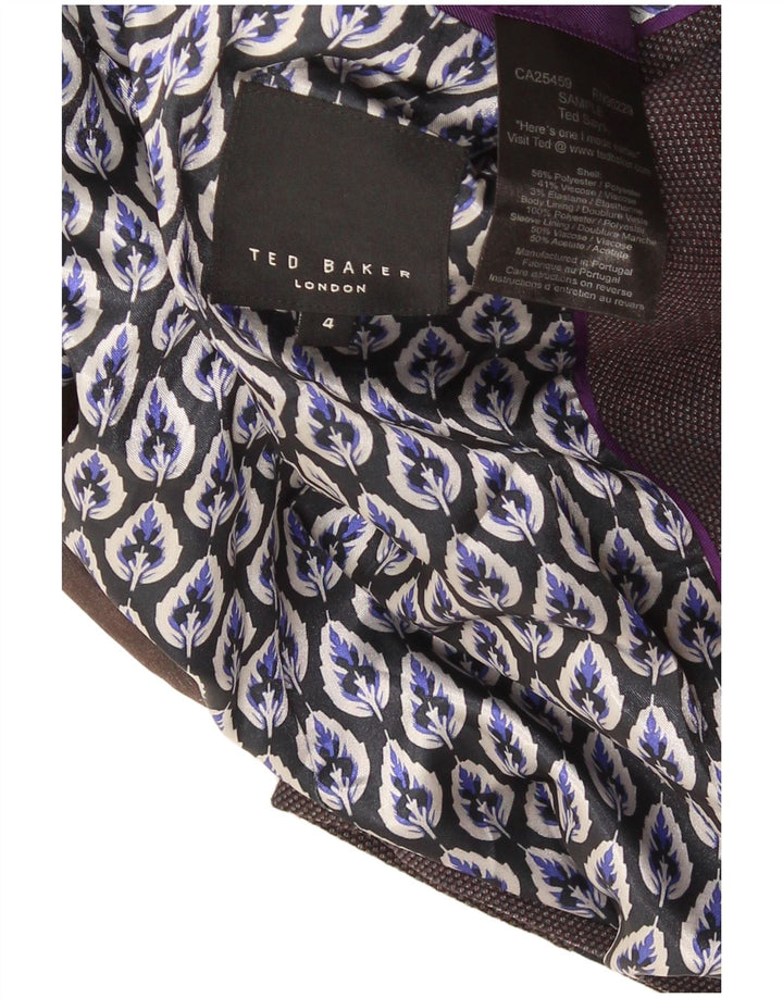 Giacca blazer da uomo a 2 bottoni Ted Baker taglia 4 grande poliestere viola moderno