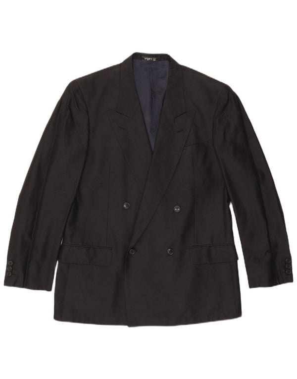 UNGARO Mens Double Breasted Blazer Jacket IT 50 Large Black Silk