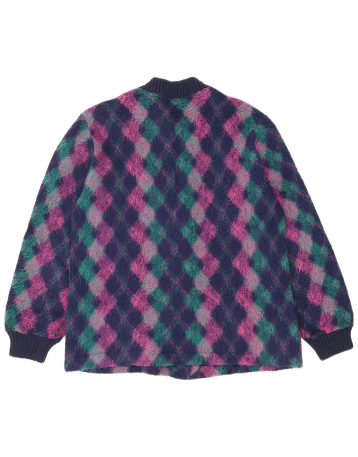 Maglione cardigan da donna vintage EU 50 3XL lana a rombi/diamanti multicolore