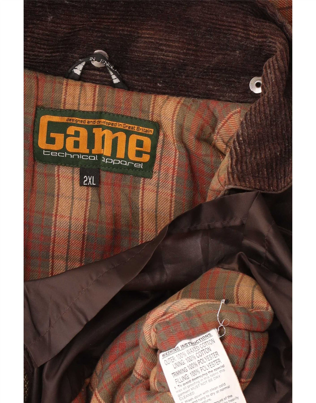 Game Technical Apparel Giacca da uomo in cotone cerato con cappuccio UK 44 2XL Marrone