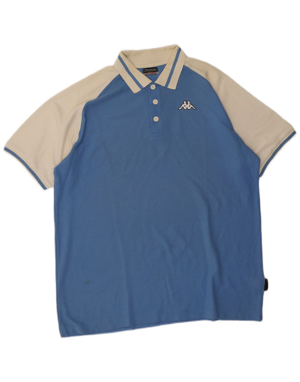 Polo Kappa da uomo 2XL in cotone color block blu