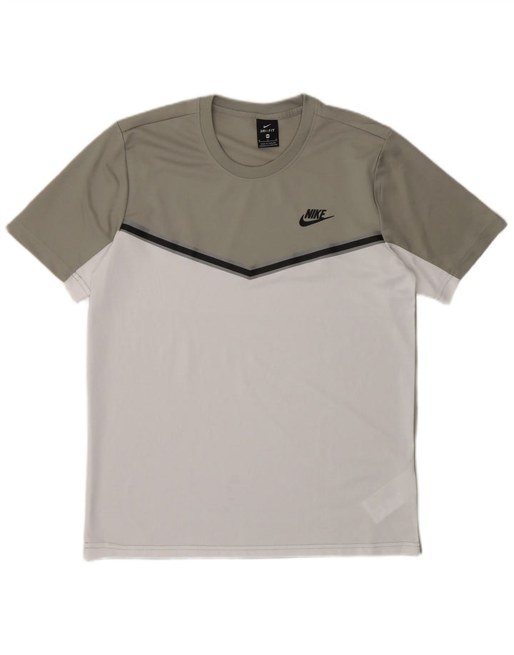 T-shirt Nike Dri Fit da uomo, top in poliestere color block grigio medio