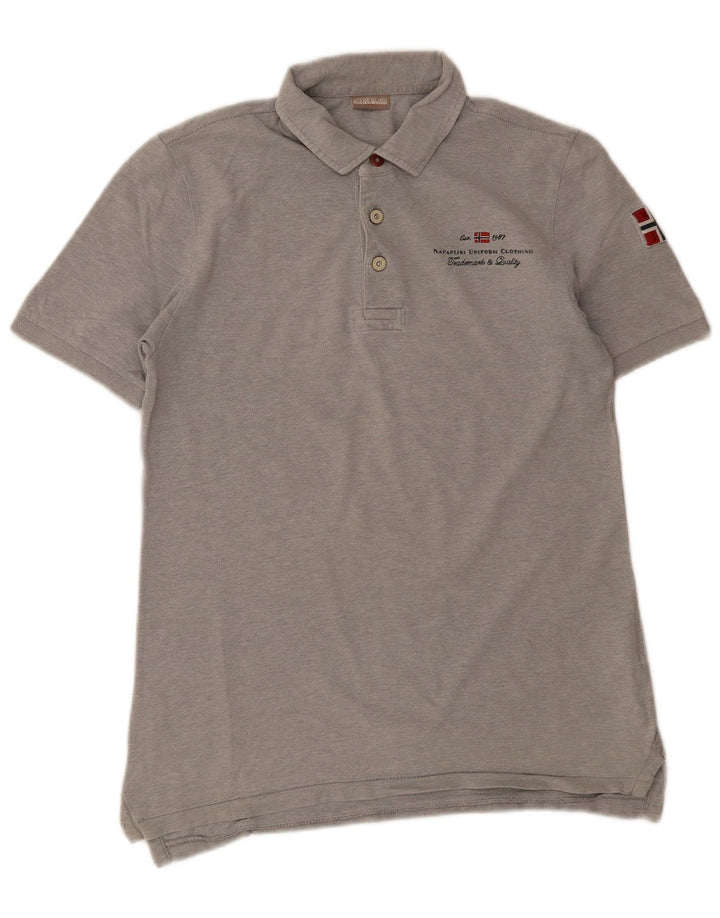 Polo geografica da uomo Napapijri piccola in cotone grigio