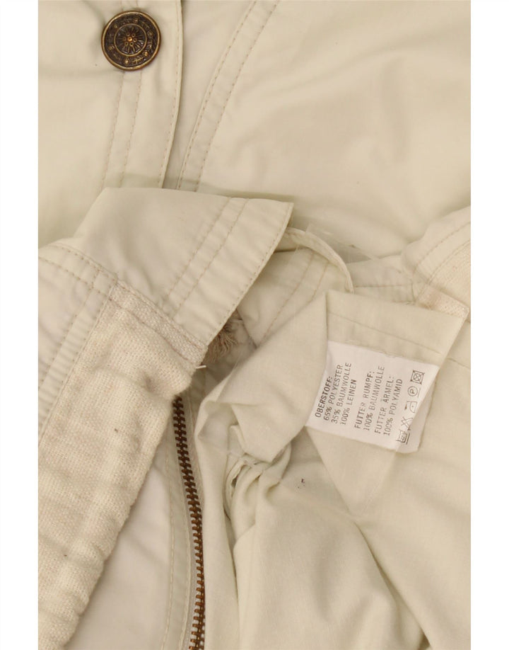 Giacca multiuso vintage da donna oversize con cappuccio UK 20 2XL bianco sporco
