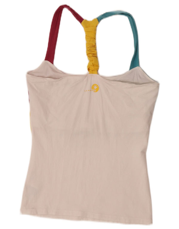 SALEWA Top da donna alla caviglia UK 10 piccolo cotone color block bianco