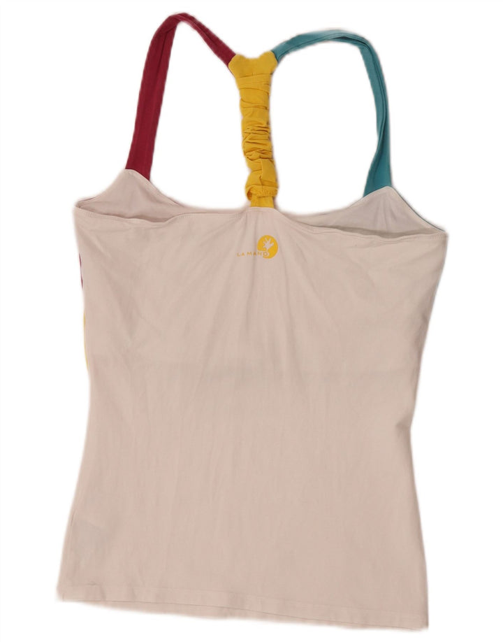 SALEWA Top da donna alla caviglia UK 10 piccolo cotone color block bianco