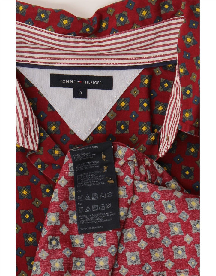 TOMMY HILFIGER Womens Shirt US 10 Large Red Geometric Cotton