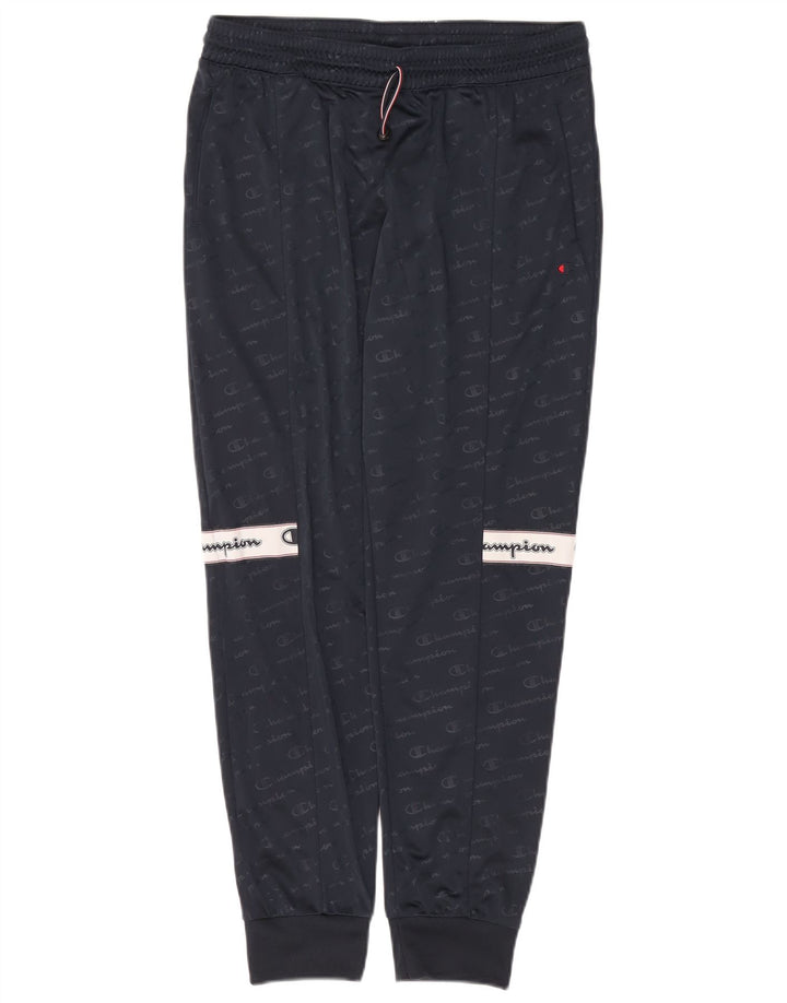 Pantaloni da tuta con grafica da uomo Champion, pantaloni da jogging, grandi, in poliestere blu navy