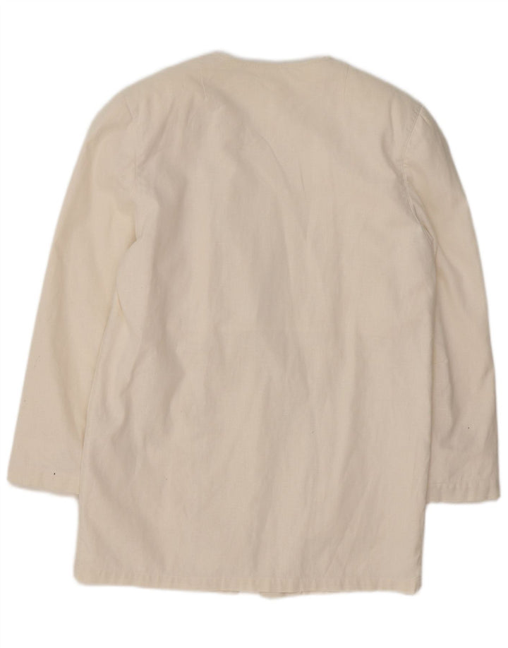 Giacca blazer lunga da donna VINTAGE UK 14 medio bianco