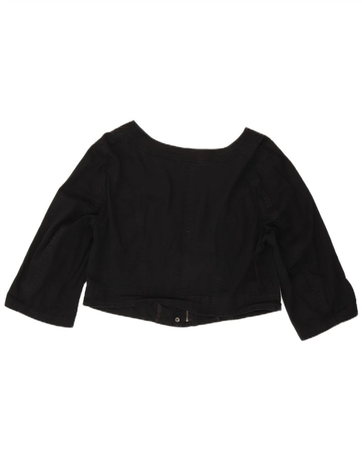 Giubbotto bomber corto da donna con maniche a 3/4 Autograph UK 14 grande cotone nero