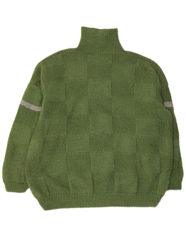 Maglione maglione vintage da uomo con collo alto 2XL a righe verdi