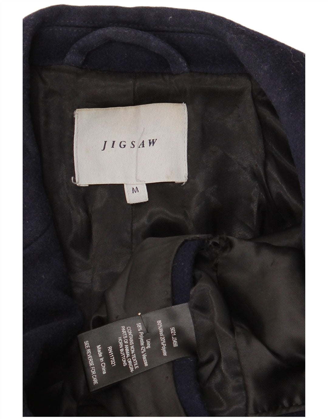 Cappotto da uomo Jigsaw UK 38 medio in lana blu navy