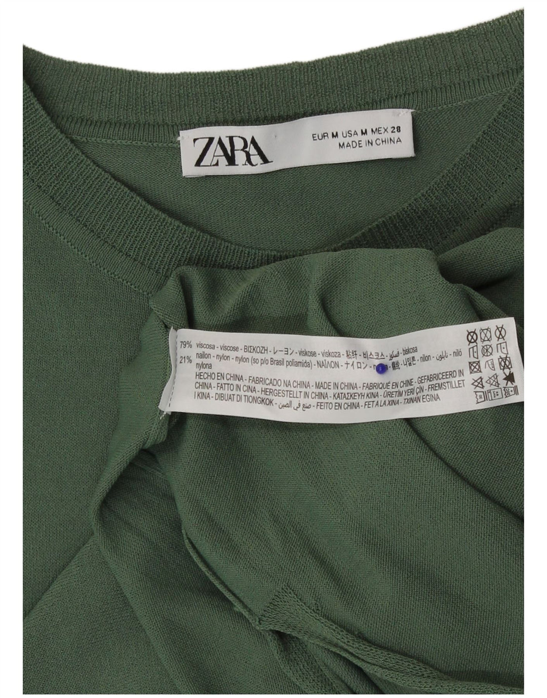 Vestito lungo da donna Zara UK 12 Viscosa verde medio