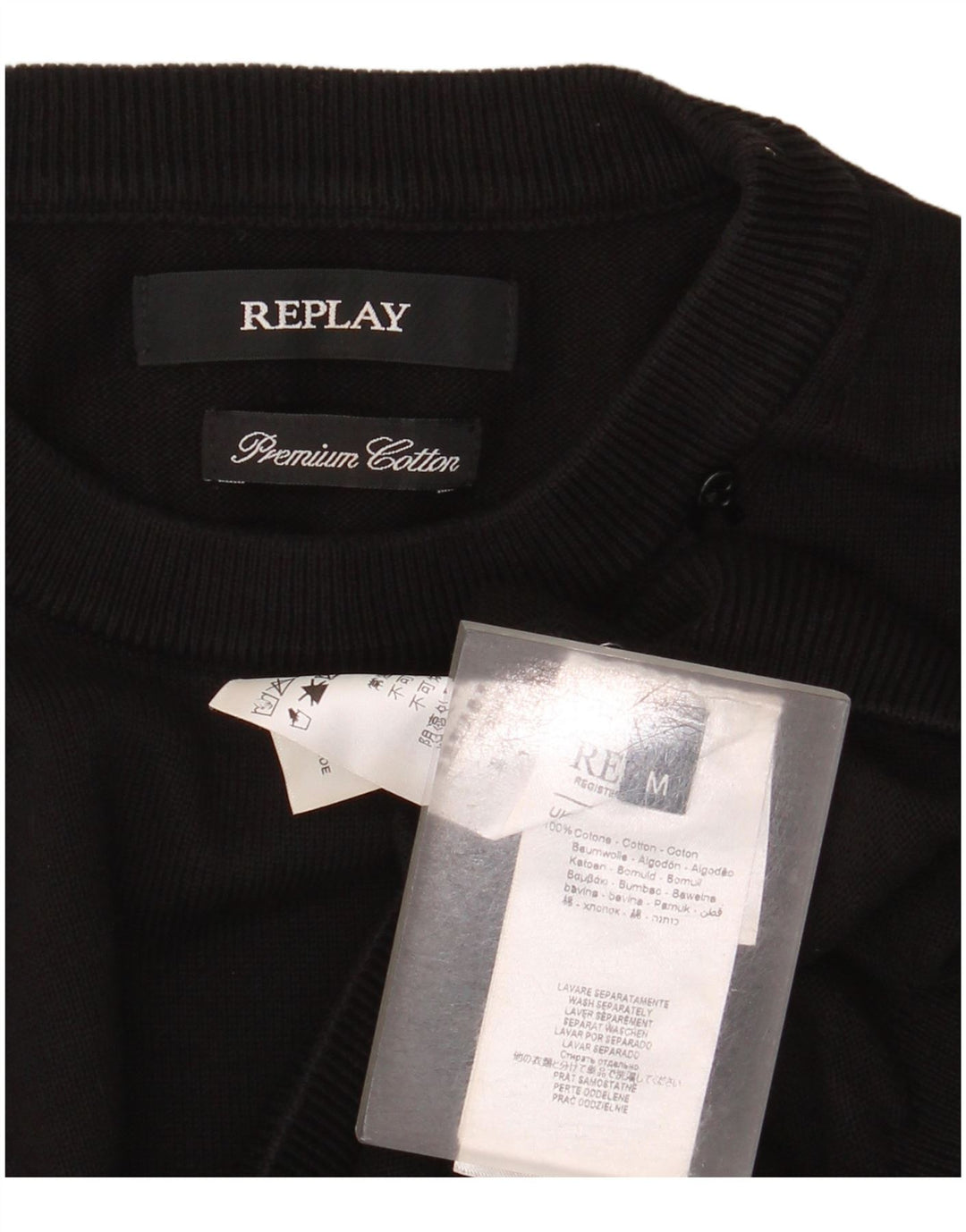 Maglione maglione girocollo da uomo Replay in cotone nero medio