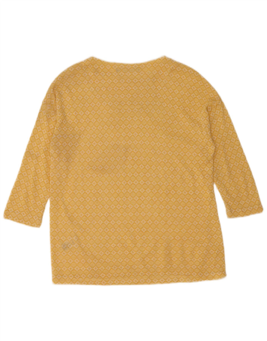 Top da donna Marks & Spencer manica 3/4 UK 12 medio giallo geometrico