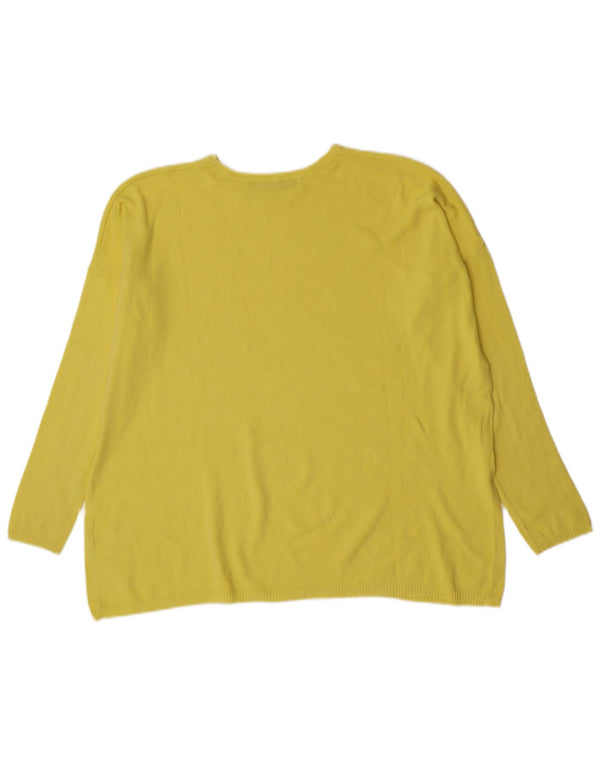 Maglione maglione oversize con scollo a barca da donna Zara UK 14 cotone giallo medio