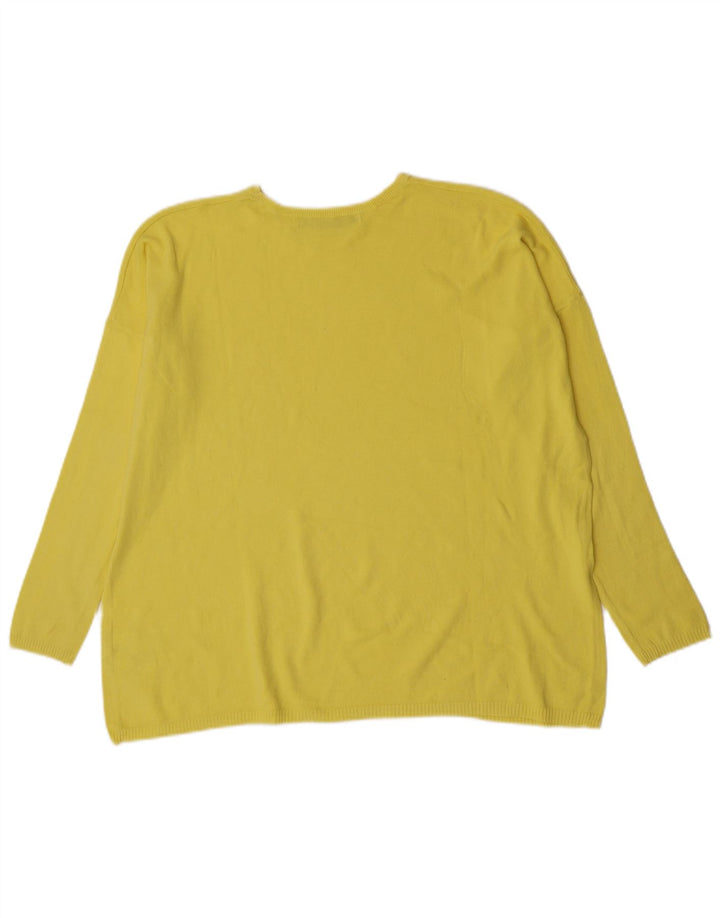 Maglione maglione oversize con scollo a barca da donna Zara UK 14 cotone giallo medio