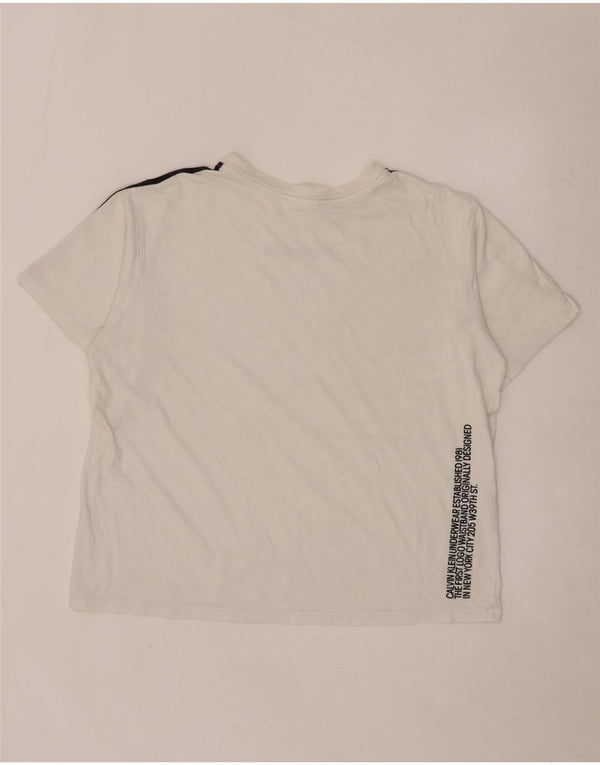 CALVIN KLEIN Mens Graphic T-Shirt Top Large White Striped