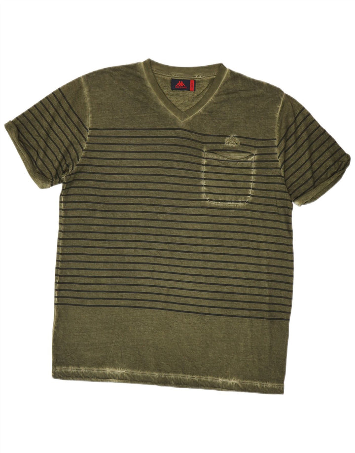 T-shirt uomo Kappa Top Large in cotone a righe verdi