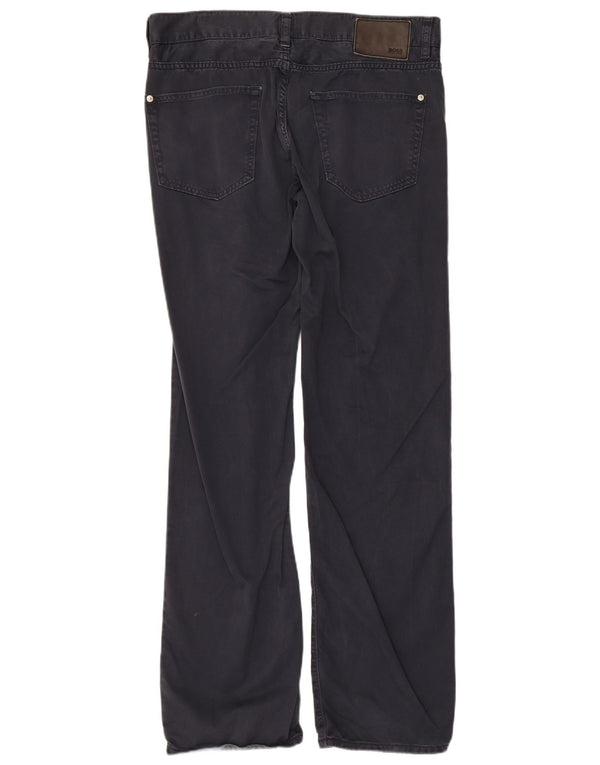 Pantaloni casual dritti da uomo Hugo Boss W33 L32 cotone blu navy
