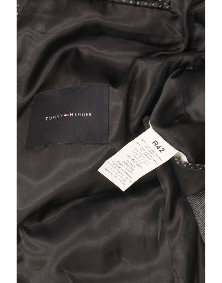 Giacca blazer a 2 bottoni da uomo Tommy Hilfiger UK 42 XL lana a quadri grigia