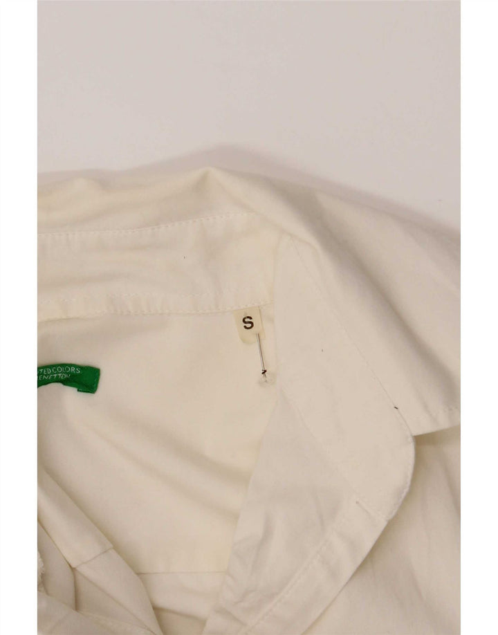 Camicia pullover da donna Benetton UK 10 piccola in cotone bianco