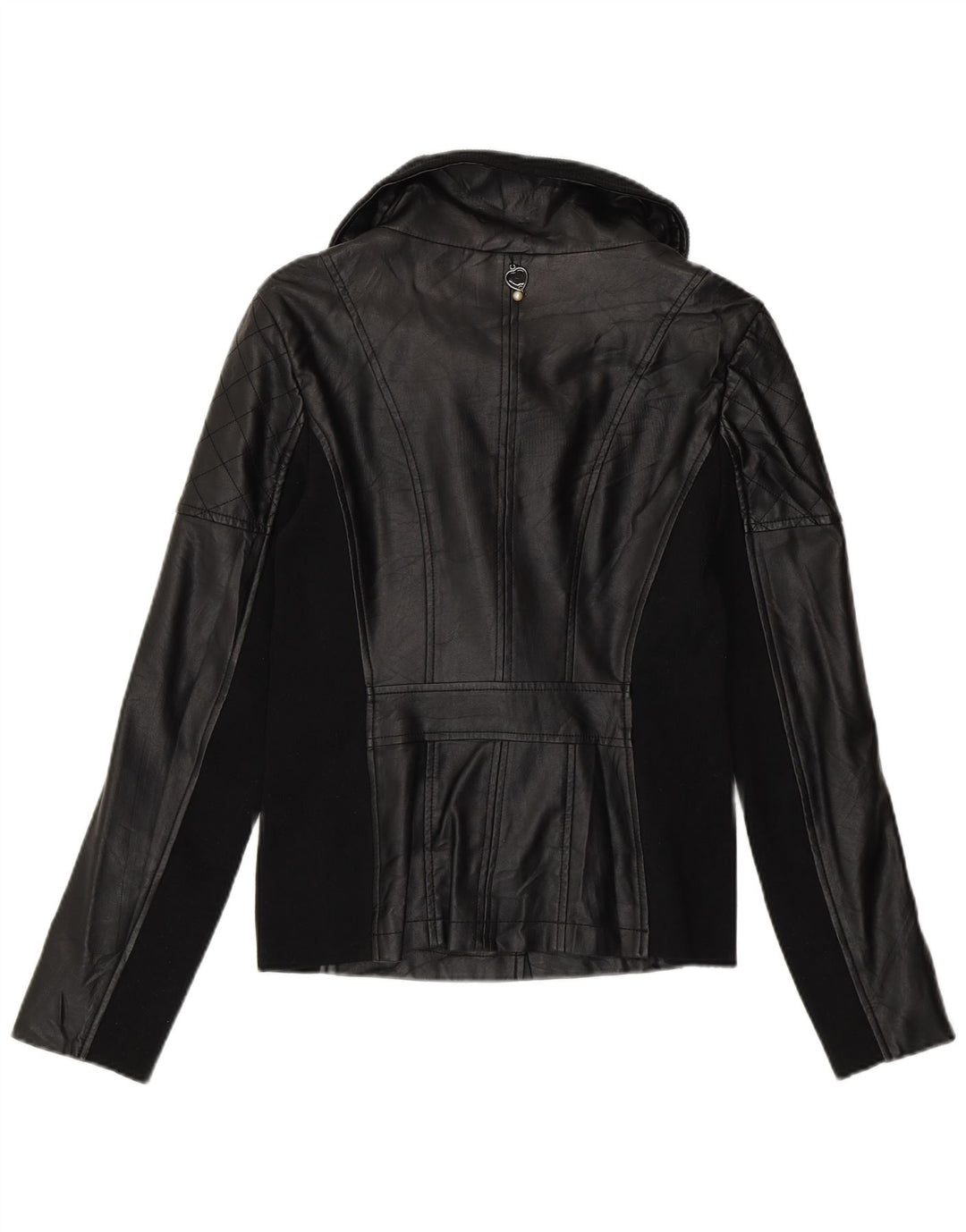 Giacca da motociclista in pelle da donna Twin-Set UK 12 media nera