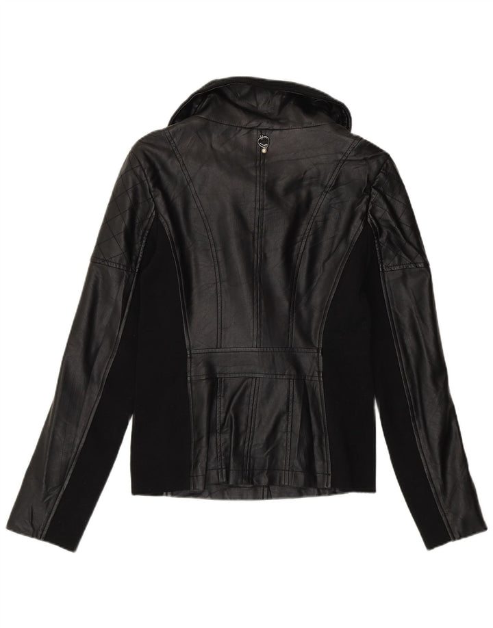 Giacca da motociclista in pelle da donna Twin-Set UK 12 media nera