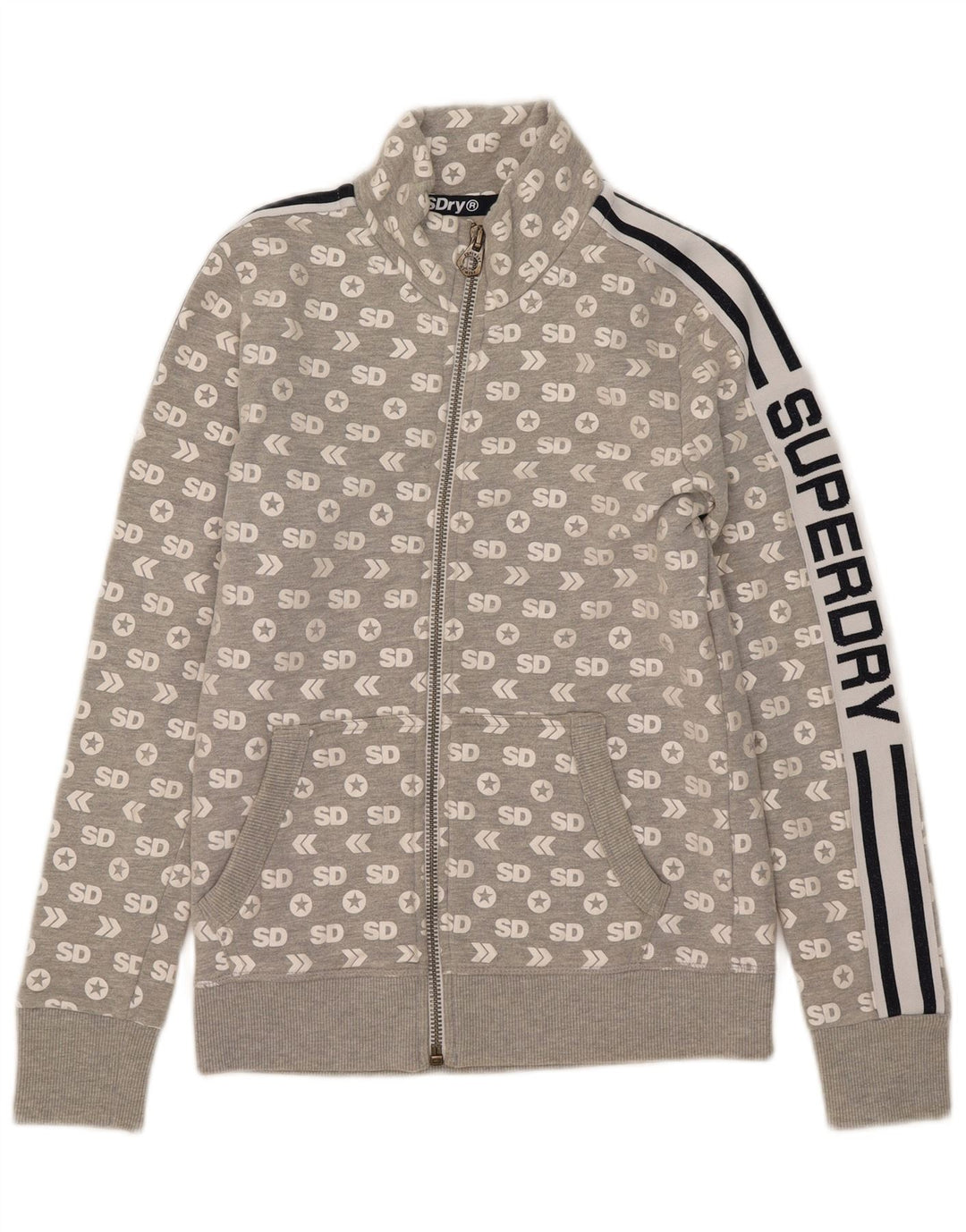 Giacca da ginnastica da donna con grafica Superdry UK 10 Small Cotone grigio