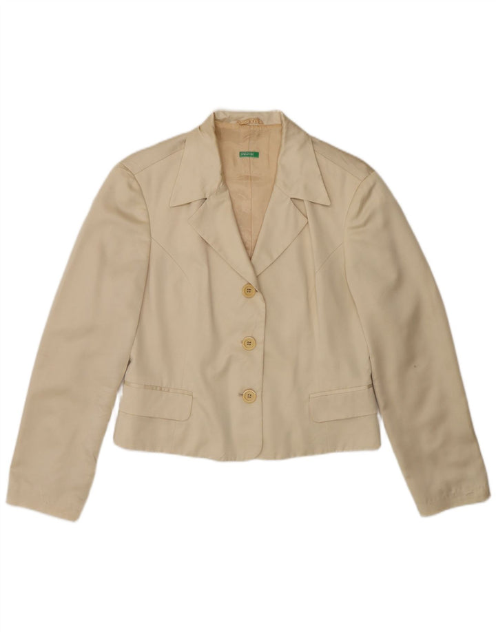 Giacca blazer a 3 bottoni corta da donna Benetton IT 44 Poliestere beige medio