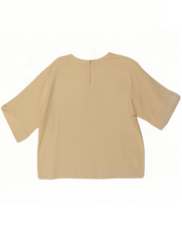 Top camicetta da donna vintage UK 14 giallo medio