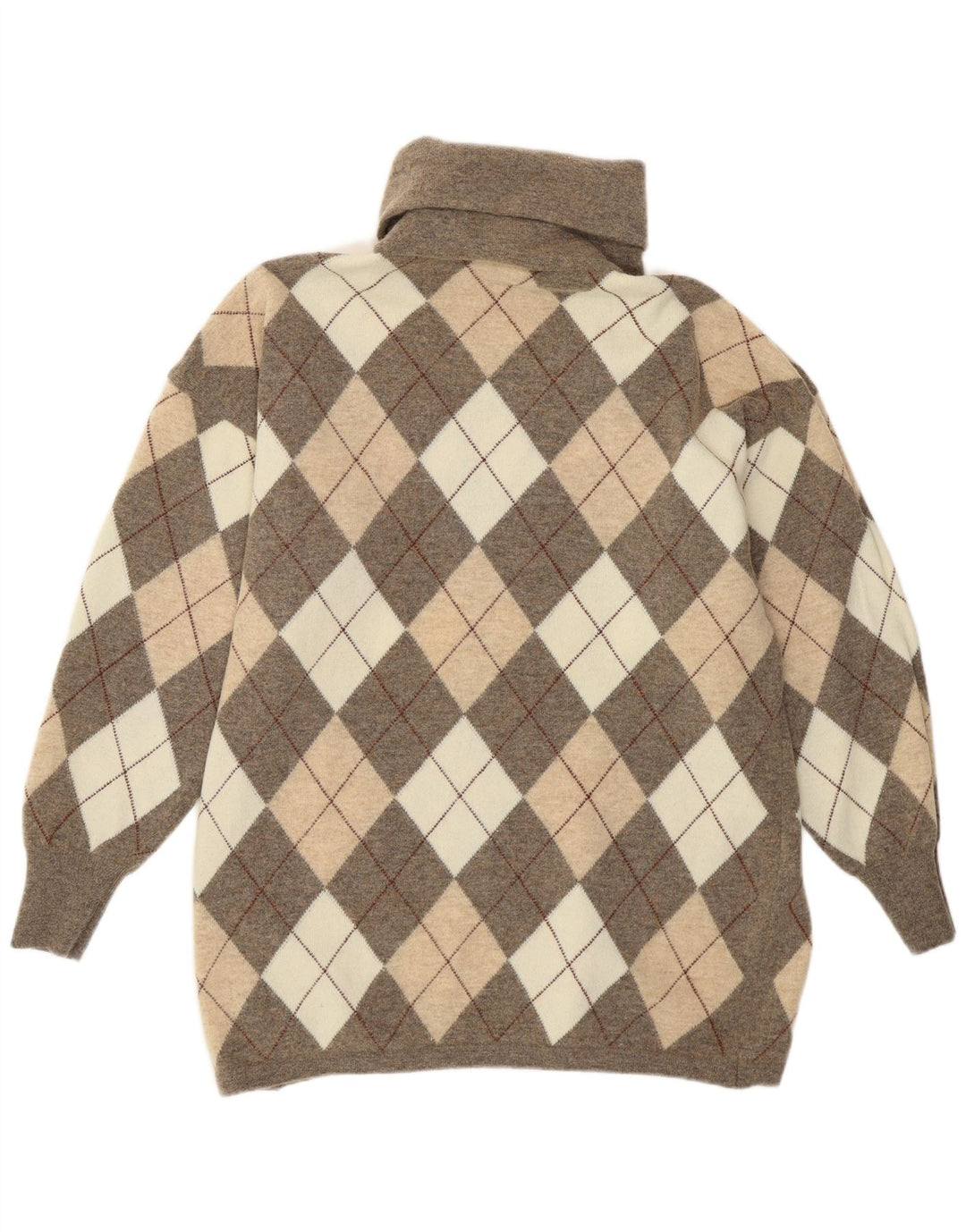 Maglione maglione a collo alto da donna Gispa UK 18 XL Grigio a rombi/diamante