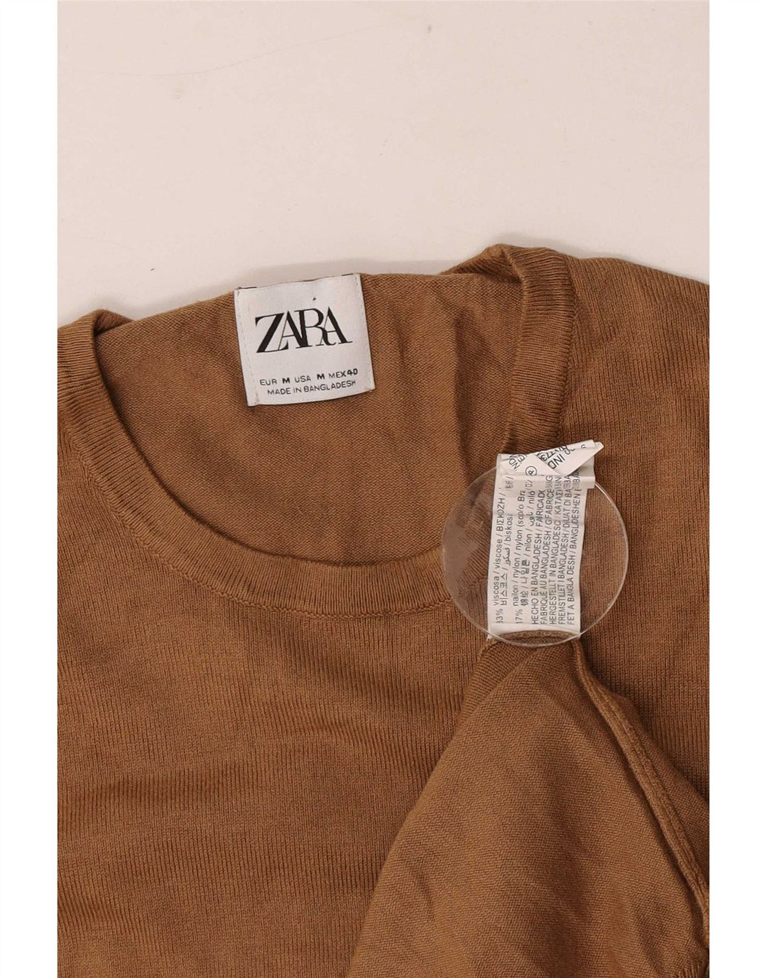 Maglione Zara da uomo girocollo in viscosa marrone medio
