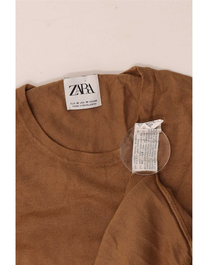 Maglione Zara da uomo girocollo in viscosa marrone medio