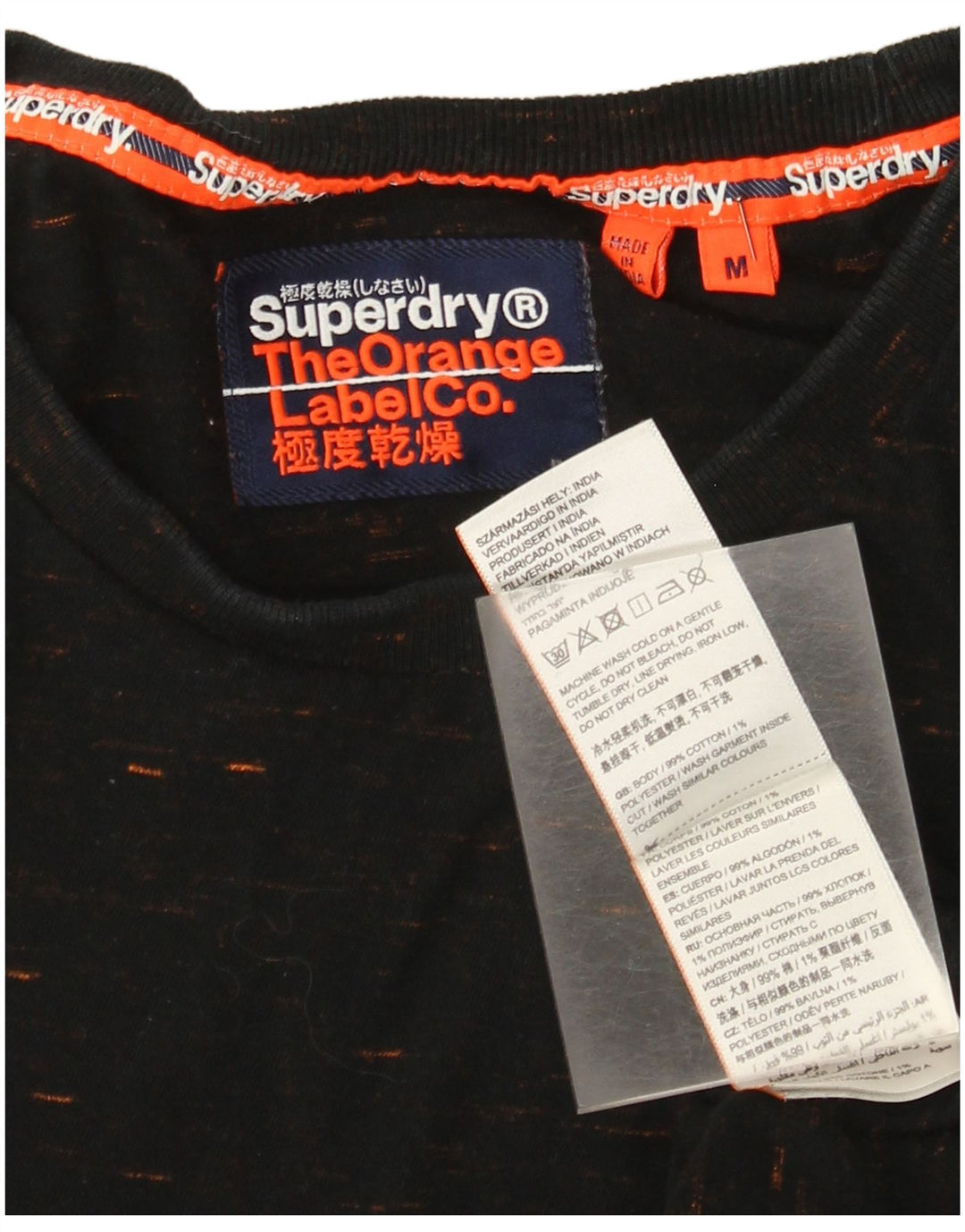 T-shirt da uomo Superdry Top in cotone chiazzato nero medio
