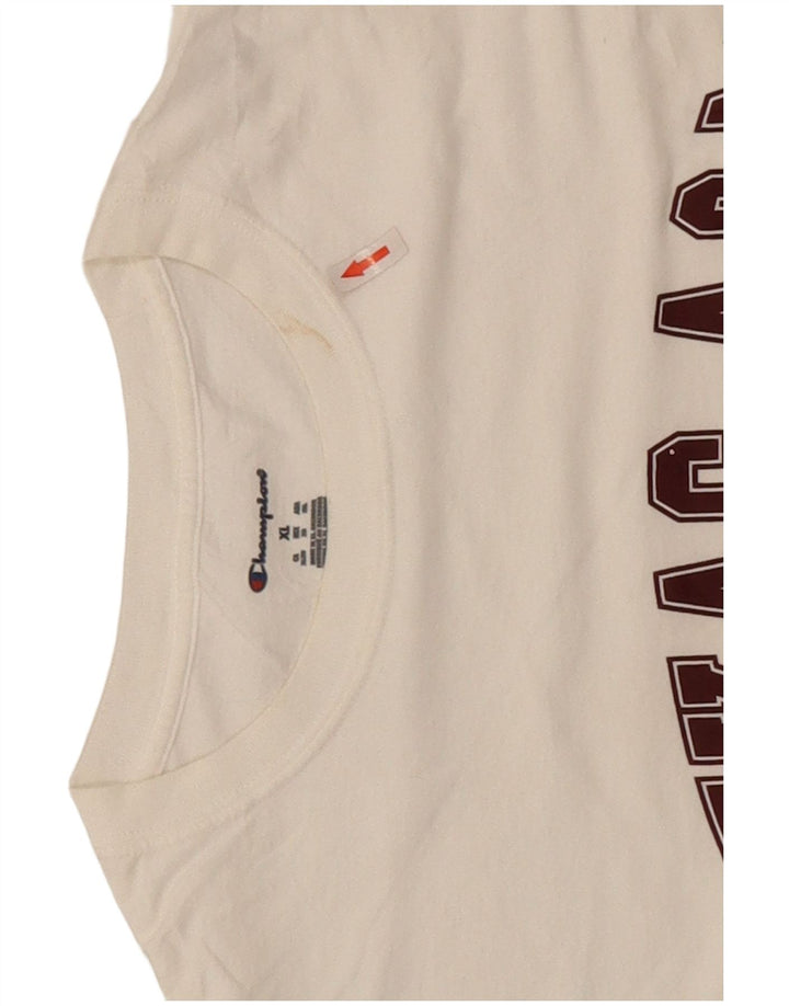T-shirt grafica da uomo Champion Top XL in cotone bianco
