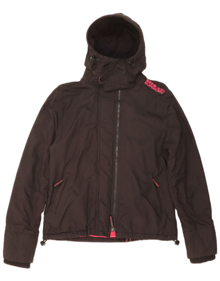 Giacca a vento con cappuccio da donna Superdry UK 16 grande nylon nero