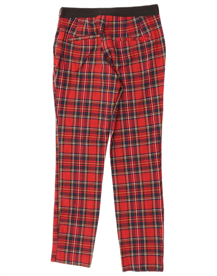 Pantaloni casual slim da donna Zara piccoli W26 L26 poliestere a quadri rossi