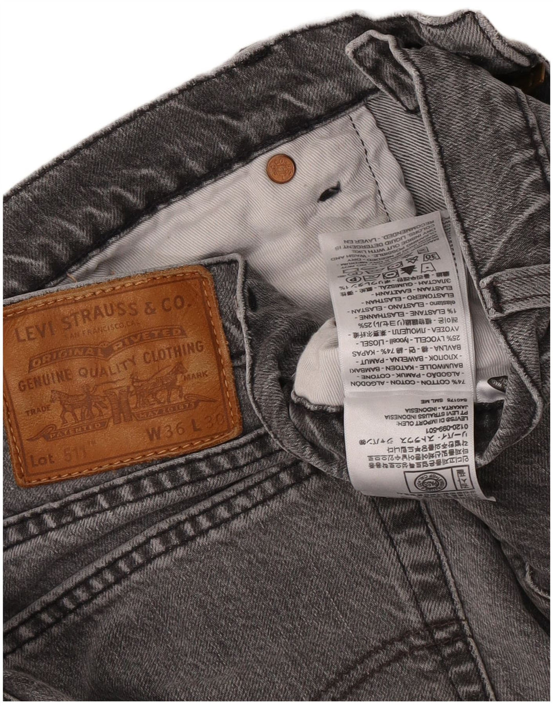 Jeans Levi's Uomo 511 Slim W36 L30 Cotone Grigio