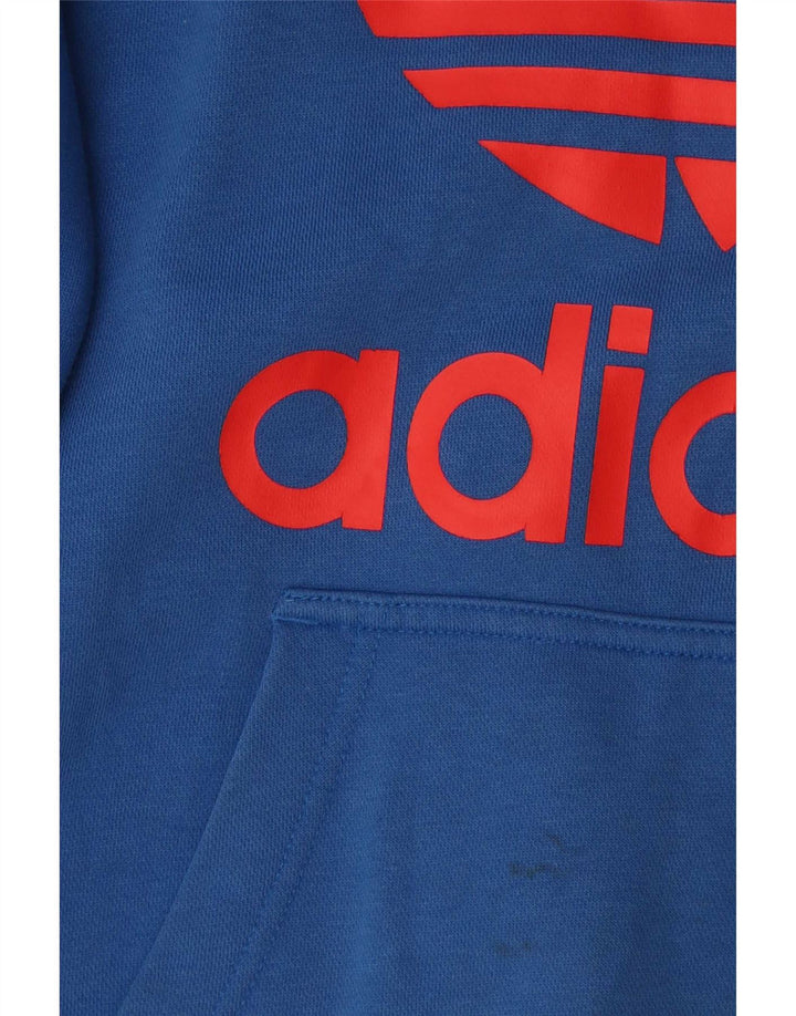 Felpa con cappuccio grafica da uomo Adidas in cotone blu medio