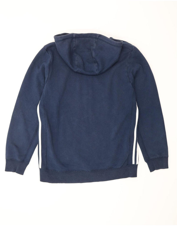 Maglione con cappuccio e zip da uomo ADIDAS in cotone blu navy medio