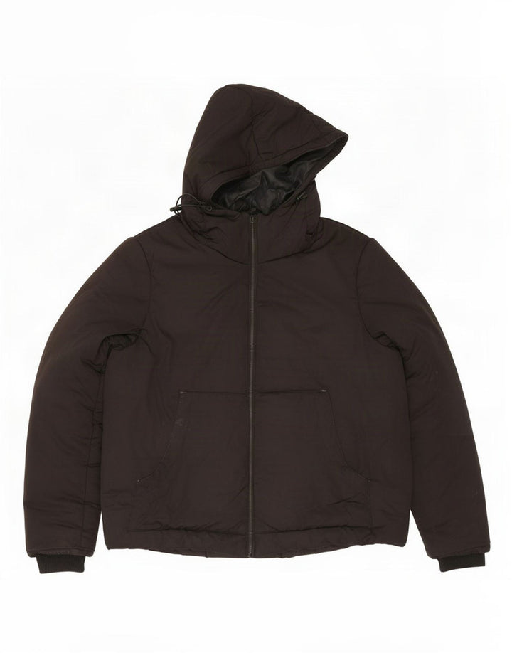 Giacca imbottita con cappuccio da uomo Zara UK 38 poliestere nero medio
