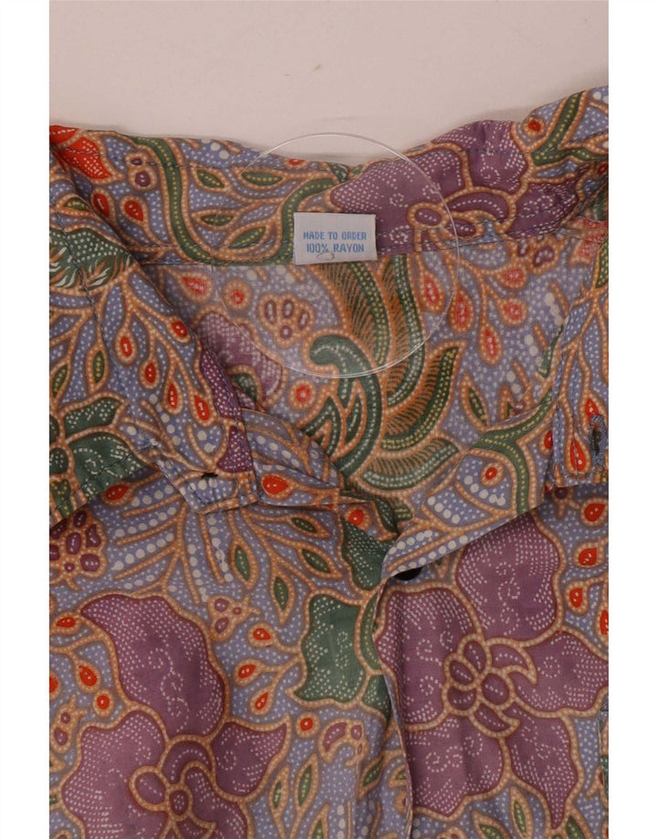 Camicia vintage da uomo a maniche corte in rayon paisley multicolore medio