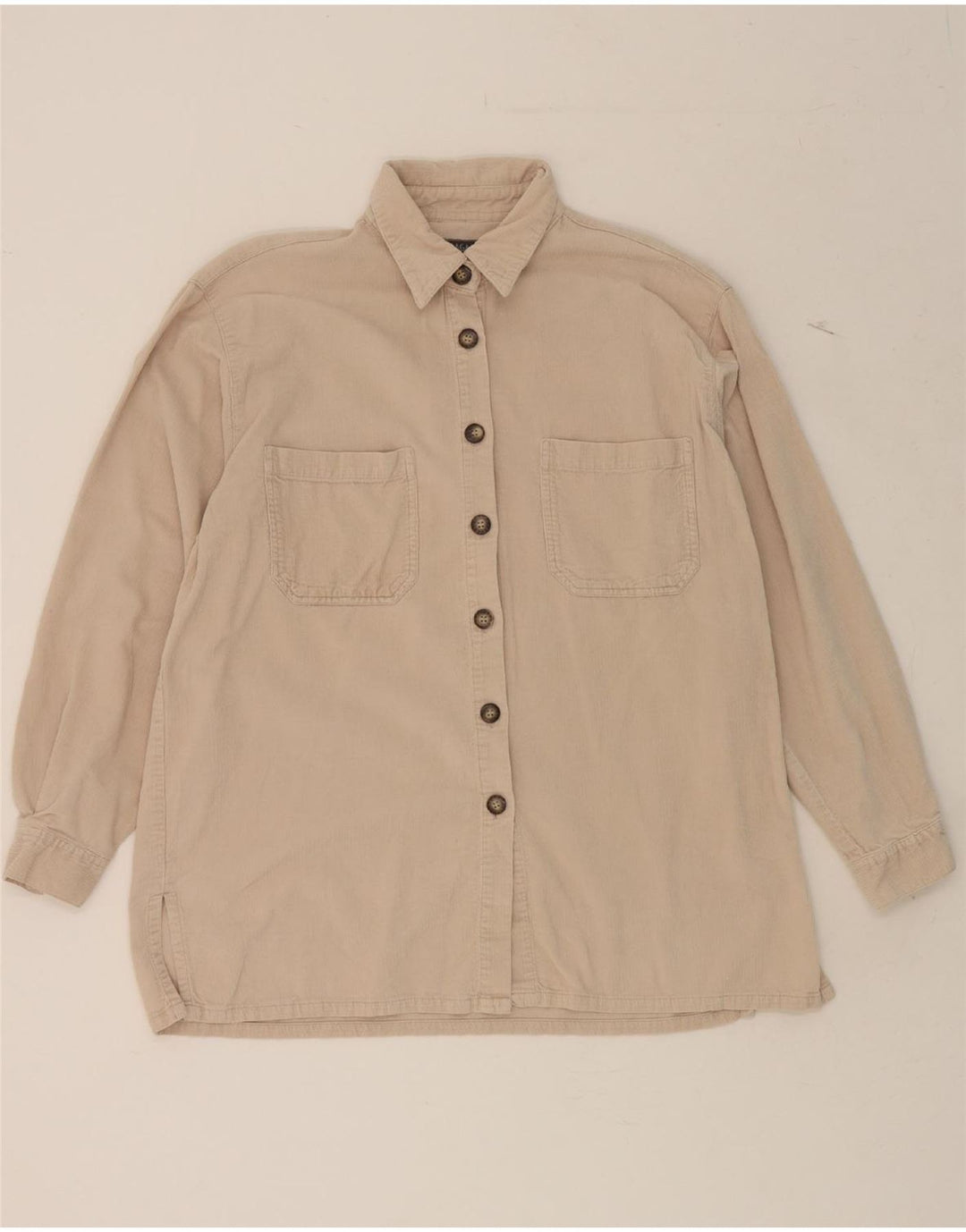 RAGAZZA Womens Oversized Corduroy Shirt UK 14 Medium Beige Cotton Vintage Ragazza and Second-Hand Ragazza from Messina Hembry 