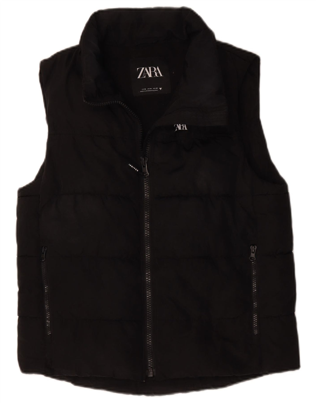 Gilet imbottito da donna Zara UK 14 medio nero poliestere