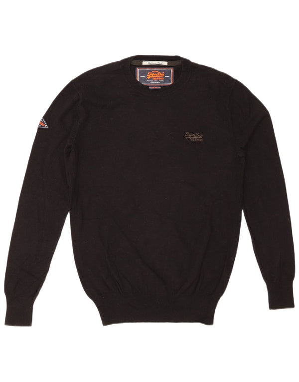 Maglione maglione girocollo da uomo SUPERDRY piccolo cotone nero