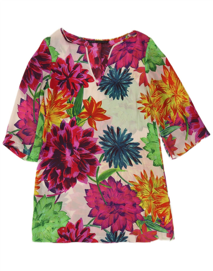 Top tunica trasparente da donna Zara UK 10 piccolo floreale multicolore