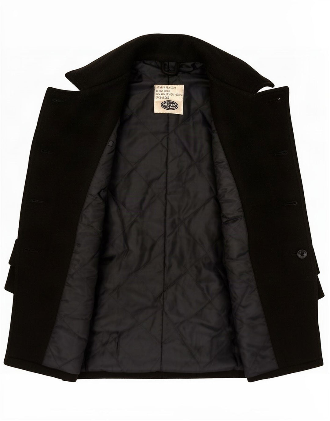 Cappotto da marinaio dalla vestibilità ampia da uomo Mil-Tec UK 34 XS lana nera